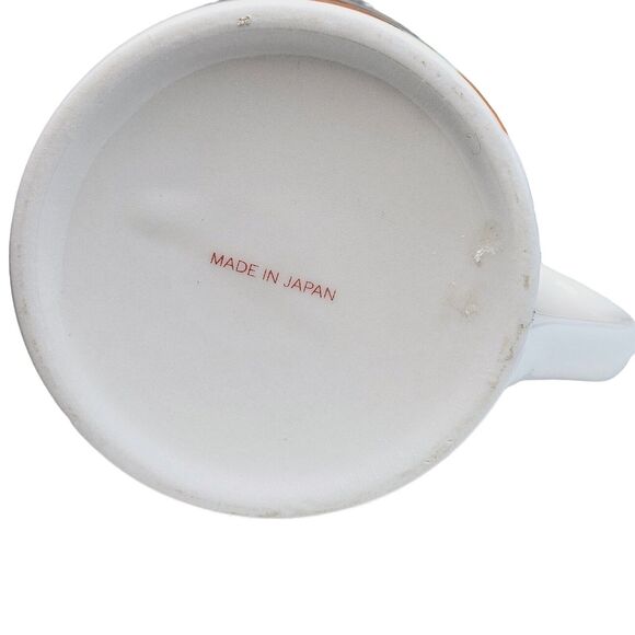 Japanese Geisha Girl Tea Cup Ceramic Painted Design Coffee Mug Gold Trim Orange - Picture 11 of 13